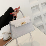 solvbao  Trendy Crocodile Pattern Crossbody Bag, Solid Color Flap Handbag, Perfect Shoulder Bag For Daily Use