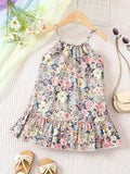 Vibrant Floral Cami Dress - Delicate Ruffle Hem, Adorable Sweetheart Neckline, Comfortable Camisole Style - Perfect for Little Girls, Ideal for Summer Season, Great for Holiday Parties and Special Occasions, Thoughtful Gift Idea