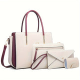 4pcs Simple Handbag Set For Women, Fashion Large Capacity Tote Bag With Crossbody Bag, Clutch Bag And Credit Card Holder