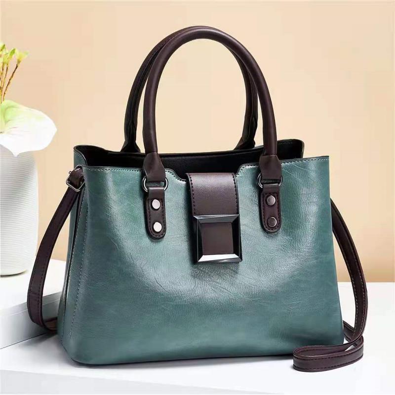 solvbao  Elegant Faux Leather Handbag, Women's Trendy Shoulder Bag, Casual Double Handle Purse