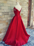 solvbao Red Long Party Dress, Elegant Junior Prom Dress, Party Dresses Off Shoulder Style