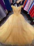 solvbao Gorgeous Tulle Crystal Sweetheart Off Shoulder Sweet 16 Gowns, Formal Gowns