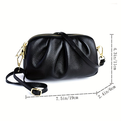 solvbao  Cloud Ruched Crossbody Bag, Mini Leather Clutch Purse, Three-layer Shoulder Bag For Women