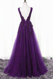 Solvbao Beautiful Purple Tulle A-line Party Dress, Long Bridesmaid Dress