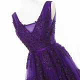 Solvbao Beautiful Purple Tulle A-line Party Dress, Long Bridesmaid Dress