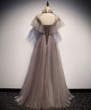 solvbao Beautiful Shiny Tulle Long Simple Prom Dress, Tulle Evening Dress