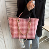 Stylish Plaid Pattern Tote Bag, Trendy Large Capacity Shoulder Bag, Women's Casual Handbag & Satchel