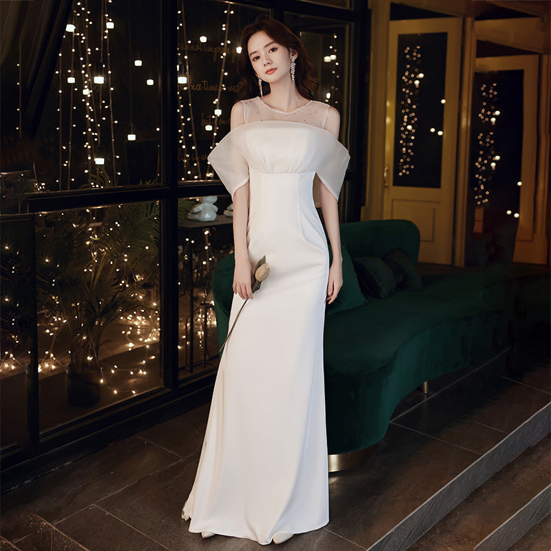 Evening Dress for Women  New Style Temperament Queen Banquet White Birthday Dress Fishtail Long Ladies' Evening Dress Dress