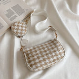 solvbao Checker Pattern Crossbody Bag Fashionable One Shoulder Bag, Trendy Underarm Bag With Small Coin Purse