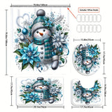 4-piece Set Of Christmas Digital Print Shower Curtain Decoration, Exquisite Housewarming Gift Modern Home Décor, Waterproof Shower Curtain And Toilet Mat Three-piece Set With 12 Shower Curtain Hooks