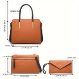 4pcs Simple Handbag Set For Women, Fashion Large Capacity Tote Bag With Crossbody Bag, Clutch Bag And Credit Card Holder