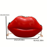 1pc Girls Lips Evening Bag Chain Crossbody Shoulder Bag Handbag (Slight Scratches)