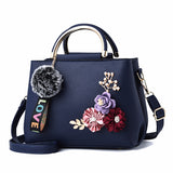 solvbao 3D Flower Decor Handbag, Women's PU Leather Crossbody Bag, Small Top Handle Purse