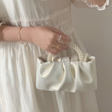 solvbao  Trendy Pleated Cloud Handbag, Elegant Faux Pearls Handle Bag, Perfect Shoulder Bag For Every Occasion