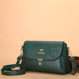 Trendy Genuine Leather Square Crossbody Bag, Waterproof Leaf Embossed Shoulder Bag, Perfect Sling Bag For Daily Use