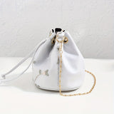 solvbao Sweet Lace Flower Embroidery Bucket Bag, Trendy Niche Shoulder Bag, Drawstring Design Crossbody Bag For Women