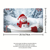 4pcs Snowman Shower Curtain - Waterproof Christmas Curtain Set With Non-Slip Rugs, Toilet U-Shape Mat, Toilet Seat Cover, Machine Washable Bathroom Decoration Curtain Set With 12 Hook, Christmas Theme Bathroom Accessories