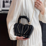 solvbao Crown Shaped Handbag For Women, Studded Rhinestone Crossbody Bag, Creative Chain Box Purse