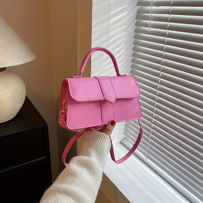 Retro Solid Color Crossbody Bag, Fashion Casual PU Leather Square Handbag, Women's Simple Versatile Shoulder Bag & Purse