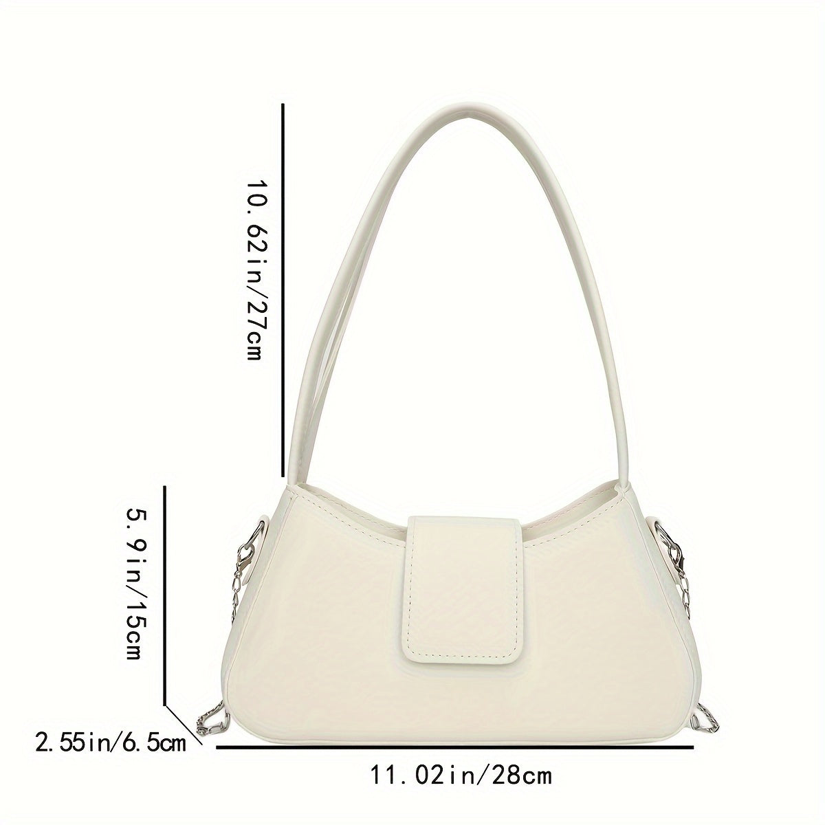 solvbao Minimalist Solid Color Shoulder Bag, All-Match Textured Handbag Wallet With Detachable Chain Strap