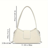 solvbao Minimalist Solid Color Shoulder Bag, All-Match Textured Handbag Wallet With Detachable Chain Strap