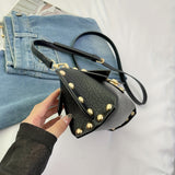 Trendy Punk Crossbody Bag, Rivet Studded Shoulder Bag, Women's Fashion Handbag & Purse