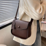 solvbao  Trendy PU Leather Flap Crossbody Bag, Solid Color Square Shoulder Bag, Perfect Messenger Bag For Daily Use