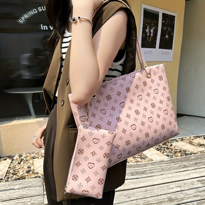 solvbao  1pc Sling Bag With Handbag Set, New Fashion Printed Tote Bag For Women,Casual Zipper Underarm Bag, Large Capacity Single Shoulder Bag, Shopping Bag, Mobile Phone Bag, Casual Camera Bag, Lipstick Bag