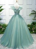 Solvbao Charming Green Off Shoulder Ball Gown Party Dress, Sweet 6 Dress