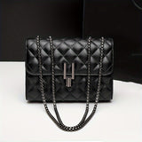 Trendy Square Shoulder Bag, Quilted Detail Chain Bag, All-Match Crossbody Bag, Flap Purse