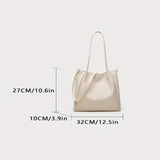 Trendy Large Capacity Tote Bag, Solid Color PU Leather Shoulder Bag, Perfect Underarm Bag For Commuting