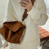 Vintage Winter Crossbody Bag, Retro Flap Messenger Bag, Women's Casual Handbag & Shoulder Purse