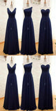 solvbao Pretty Mismatch Navy Blue Bridesmaid Dress, Long Bridesmaid Dress