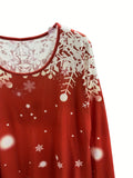 Girls' Festive Christmas Dress - Working Santa Pattern Round Neck Long Sleeve Dress for Holiday Season