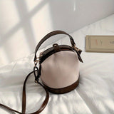 Vintage Suede Bucket Bag, Small Stylish Crossbody Bag, Women's Fashion Snap Button Handbags