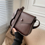 solvbao  Trendy PU Leather Flap Crossbody Bag, Solid Color Square Shoulder Bag, Perfect Messenger Bag For Daily Use