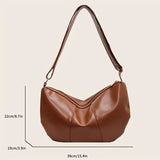 solvbao  Trendy Minimalist Crescent Shoulder Bag, Solid Color Crossbody Bag & PU Handbag