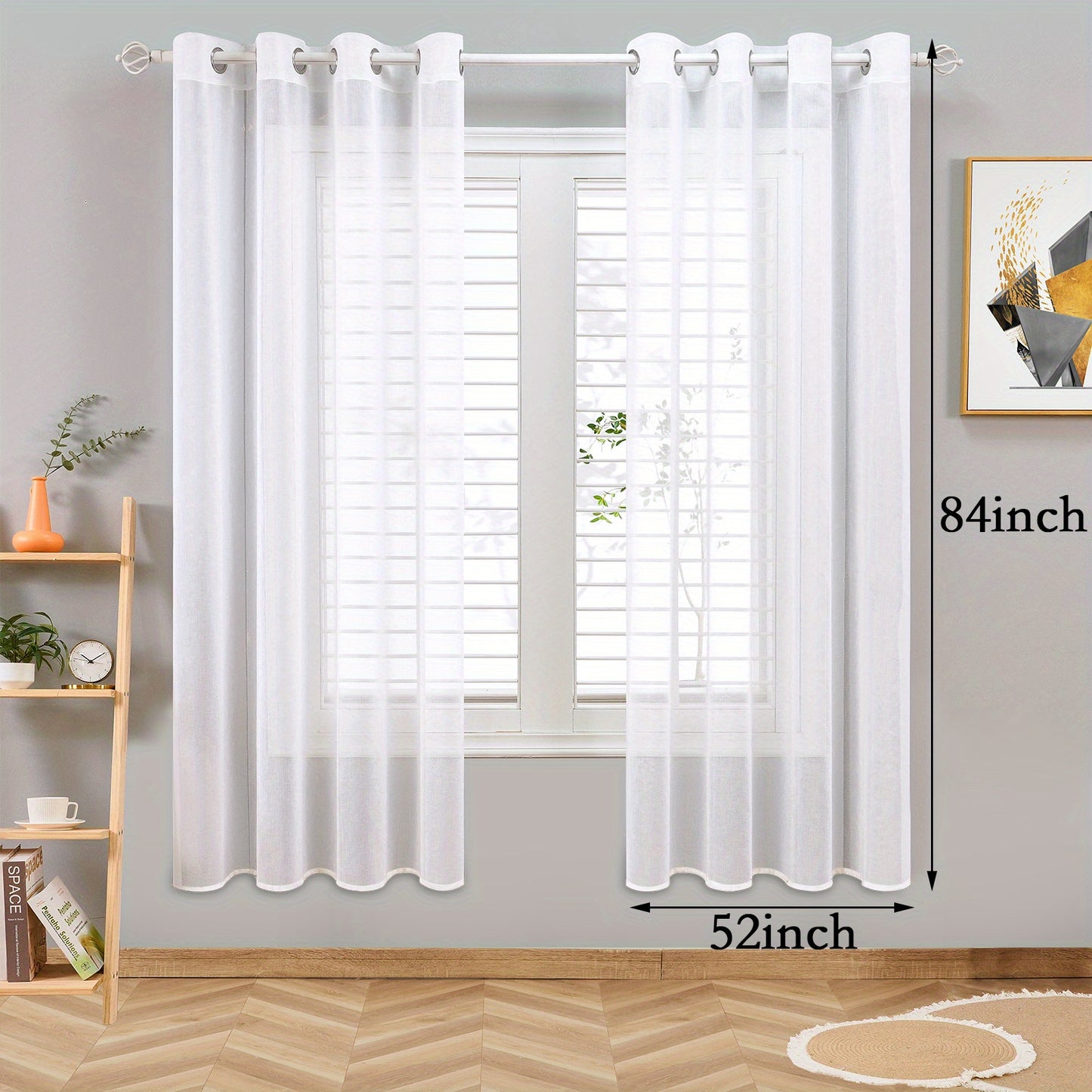 1 Panel Elegant White Tulle Curtain Ring for Home Decor - Perfect for Windows, Sliding Doors, and Festivals with Privacy Function