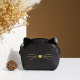 solvbao 1pcs Small Satchel Bag, Glitter Style Kitten Half Round Small Satchel Bag