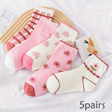 5pairs Baby Girls Kids Lace Cute Sweet Princess Socks, Thickened Anti-odor Warm Socks, Children's Socks For Spring Autumn Winter