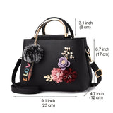 solvbao 3D Flower Decor Handbag, Women's PU Leather Crossbody Bag, Small Top Handle Purse