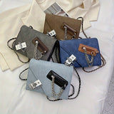 Vintage Chain Crossbody Bag, Sweet Cool Motorcycle Square Bag, Trendy Shoulder Bag For Women