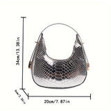 solvbao Solid Color Crocodile Pattern Baguette Bag, All-Match Zipper Underarm Wallet For Women