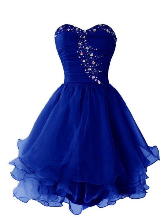 solvbao Organza Short Beaded Cute Homecoming Dresses, Lovely Sweetheart Prom Dress