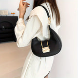 Trendy Hobo Bag For Women, Minimalist Shoulder Purse, Buckle Decor Crescent Bag & Handbag