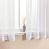 1-Panel Short Linen White Tulle Sheer Curtain for Modern Kitchen, Living Room, and Bedroom Window Treatments with Drapes for Home Decor