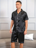 2pcs Men's Breathable Summer Pajama Set - Soft Loose-Fit Short Sleeve Shirt & Shorts with Elastic Waist for Comfortable Indoor Lounge Wear