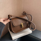 solvbao Retro Mini Crossbody Bag, Solid Color Saddle Bag, Women's Faux Leather Shoulder Bag & Flap Purse