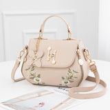 solvbao Floral Pattern Zipper Handbag, Trendy Flap Shoulder Bag, Stylish Small Faux Leather Purse