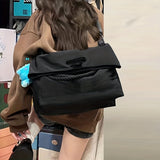 solvbao  Trendy Large Capacity Shoulder Bag, Foldable Solid Color Handle Bag, Perfect Underarm Bag For Commuting